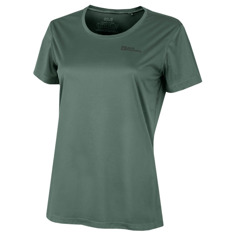 (XS, Picnic Green) Jack Wolfskin Womens Tech Moisture Wicking Quick Drying Lightweight T-Shirt