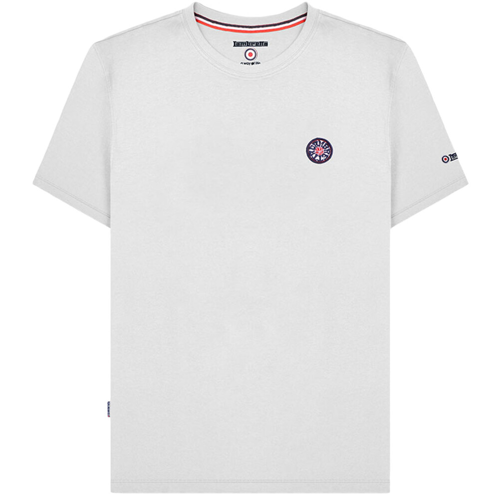 (S, White) Lambretta Mens Badge Logo Short Sleeve Crew Neck Cotton T-Shirt Top Tee