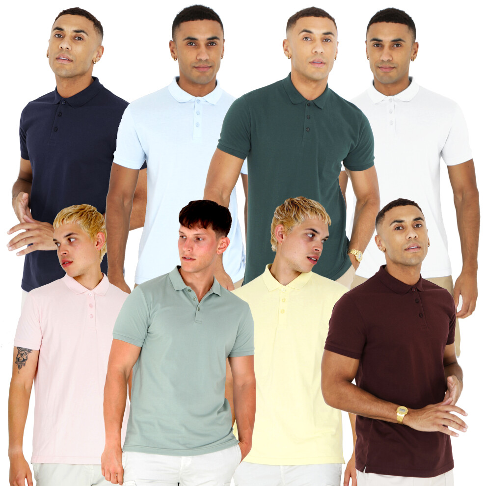 (Mint, Short Sleeve Polo Tokita, L) Men's Brave Soul Short Sleeve Polo Shirt Printed Button Collared Casual Sports Top