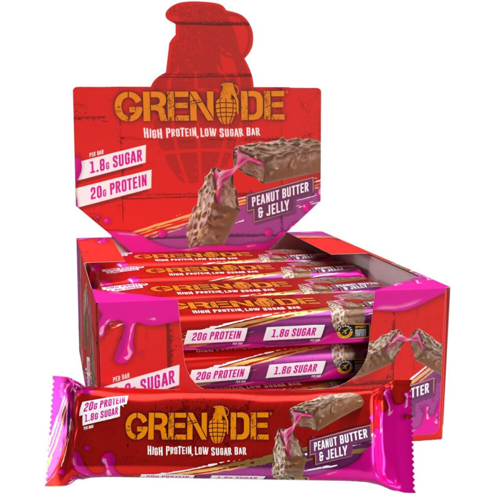 Grenade High Protein, Low Sugar Bar Peanut Butter & Jelly, 12 x 60 g