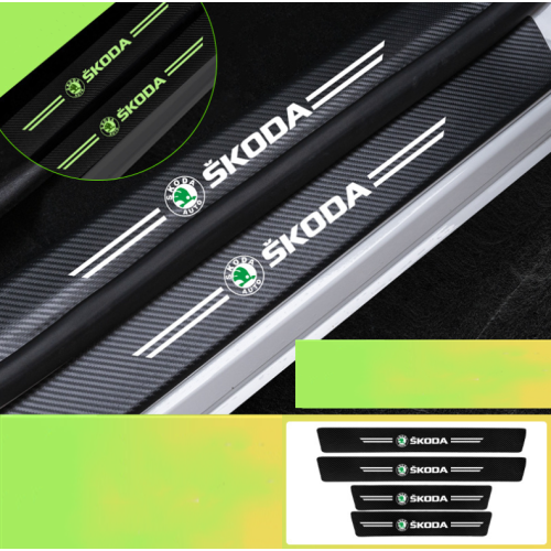 (Skoda ) Car Door Plate Sill Scuff Anti Scratch Luminous Sticker