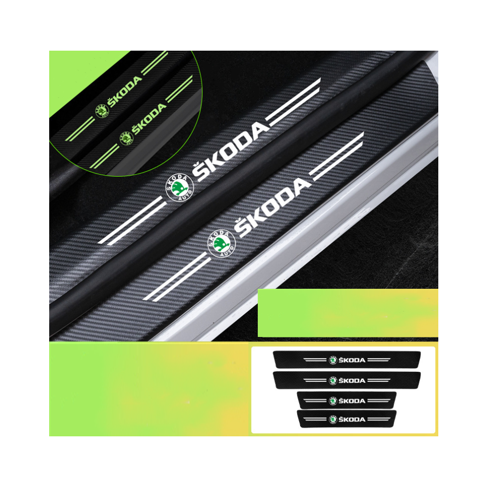 (Skoda ) Car Door Plate Sill Scuff Anti Scratch Luminous Sticker