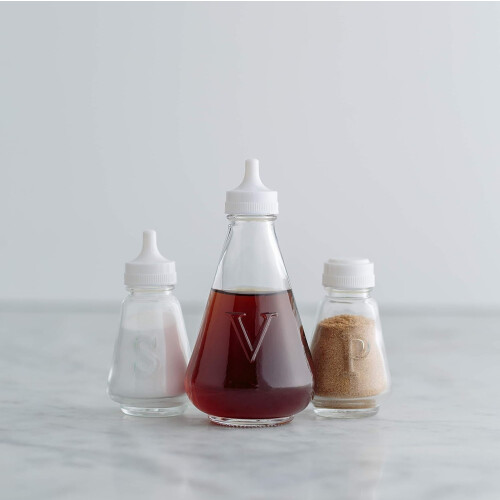 Rayware Glass Salt Pepper Vinegar Shaker Pots Set Table Condiment Bottles