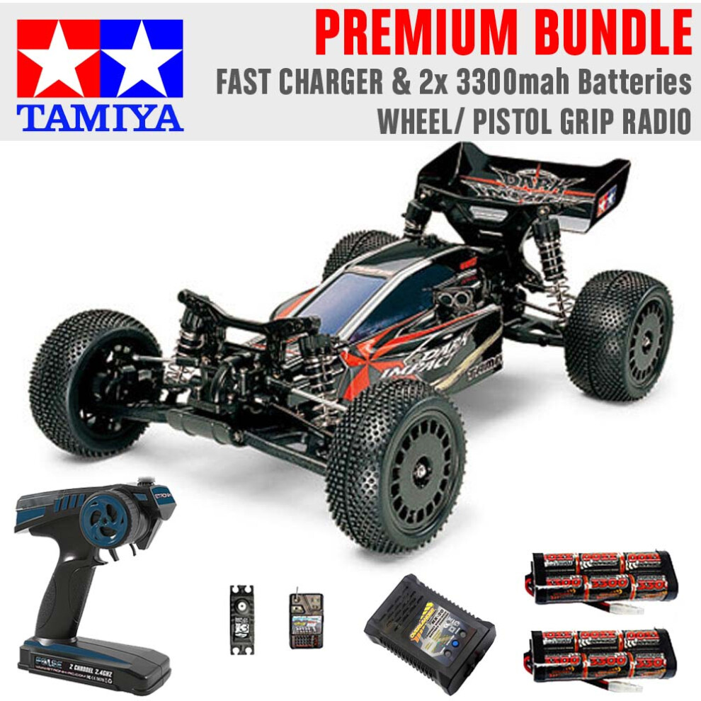 TAMIYA RC 58370 Dark Impact 4WD 1:10 Premium Wheel Radio Bundle