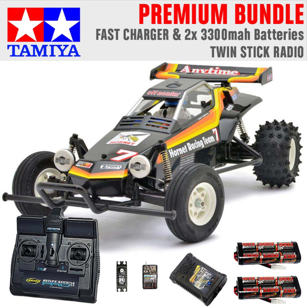 TAMIYA RC 58336 The Hornet 2004 1:10 Premium Stick Radio Bundle