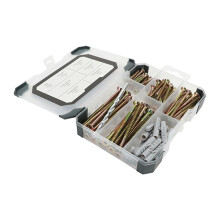 TIMCO Screws, Plug & Drill Bit Gold Mixed Tray - 251pcs Tray OF 1 - TRAY260