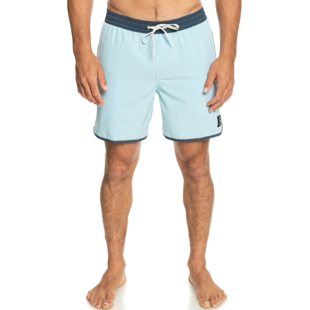 (XL, Sky Blue) Quiksilver Mens Original Scallop 17" Surf Swim Swimming Shorts - Sky Blue