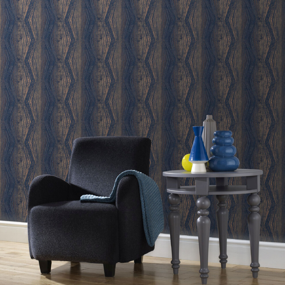 Boutique Blue Vermeil Stripe Trail Metallic Wallpaper (Was 21)