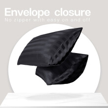 (Black- Stripe Pillowcase) 2 X Pillowcase Luxury Housewife Soft Pillow Covers