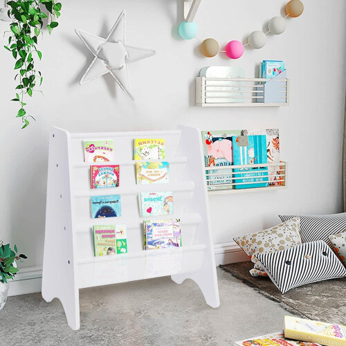 Modern Kids Children Book Shelf Sling Storage Rack Organizer Bookcase