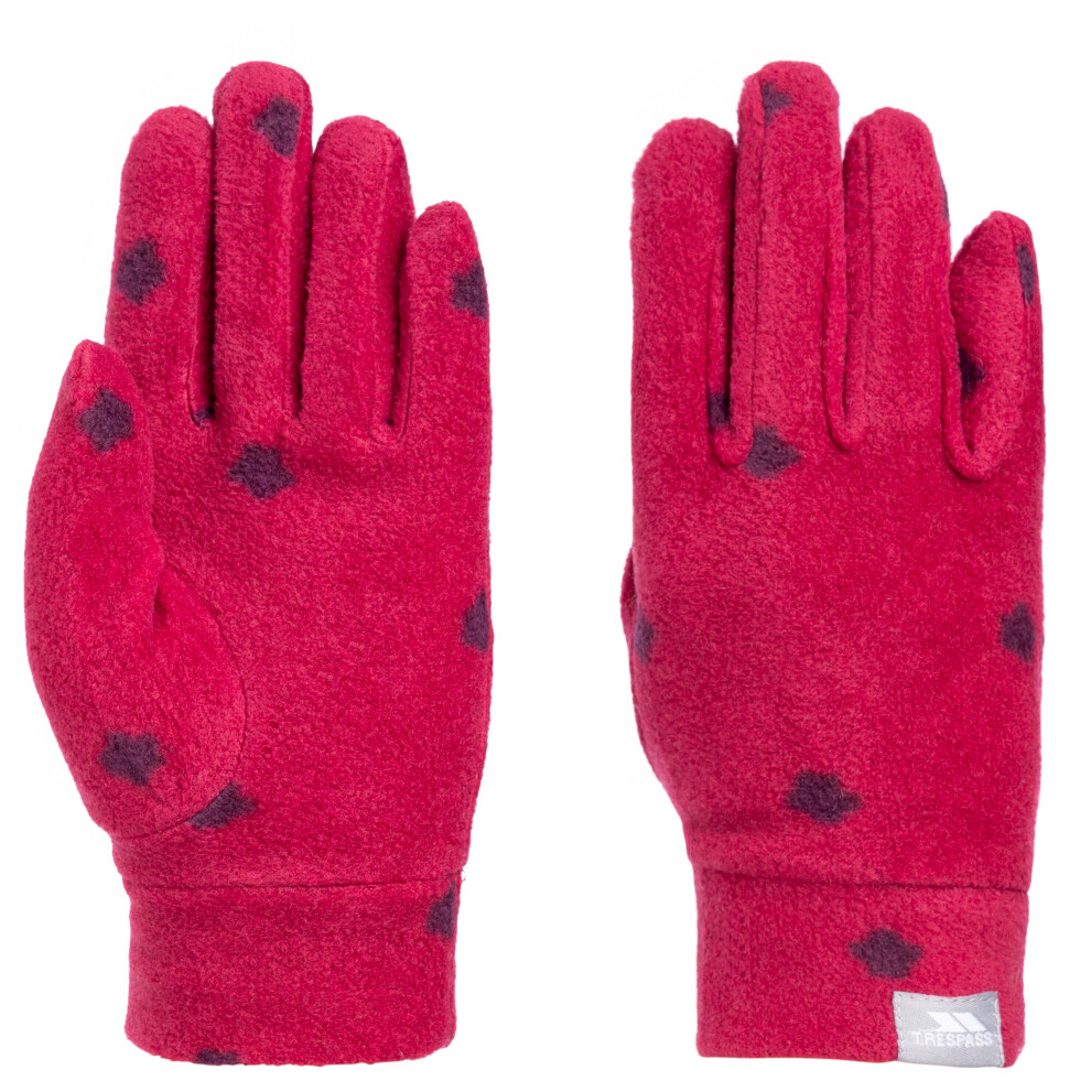 (5/7, Berry) Trespass Kids Fleece Gloves With Fitted Cuff Zumee