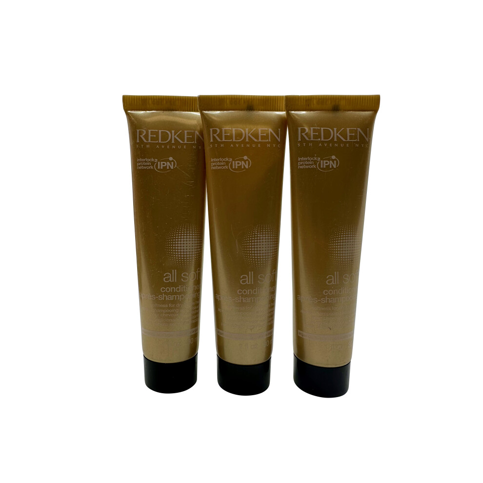 Redken All Soft Conditioner Dry & Brittle Hair 1 OZ Set of 3