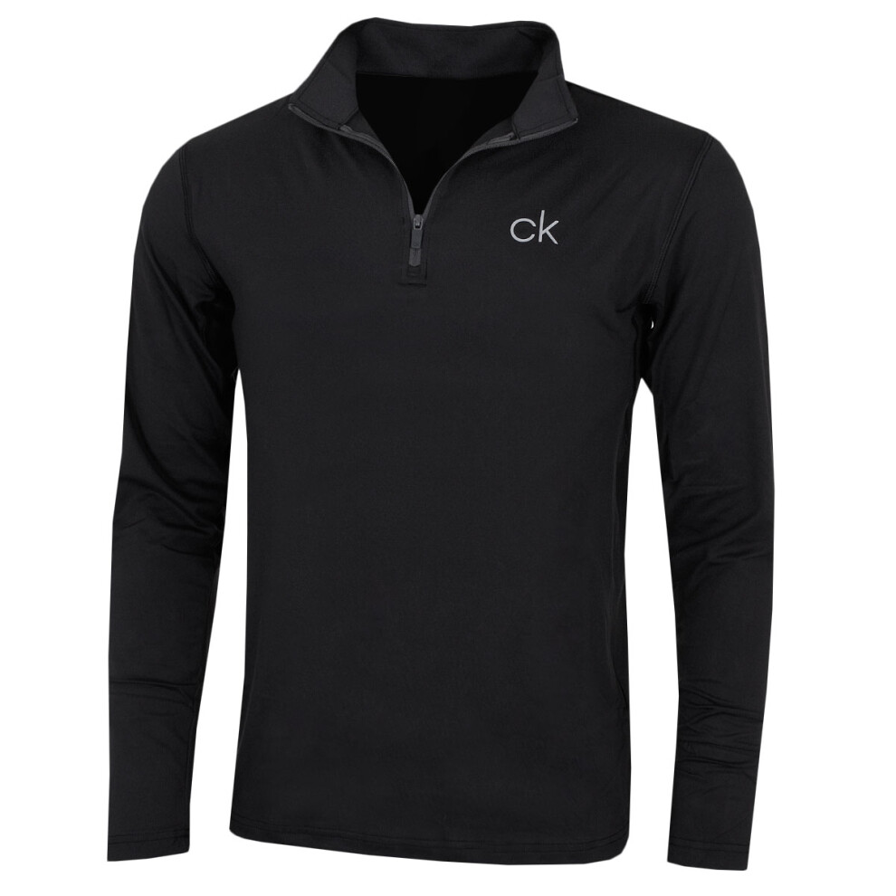 (S, Black) Calvin Klein Golf Mens 2021 Newport HZ Lightweight Sweater