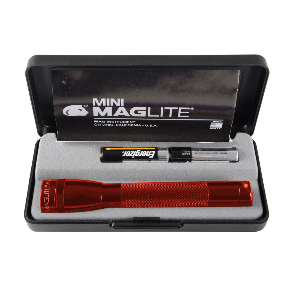 (Red) Mini Maglite Aa Torch - Gift Boxed Flashlight with Batteries