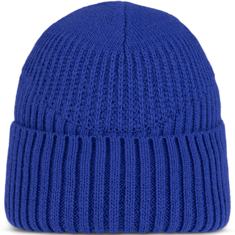 (One Size, Cobalt) Buff Unisex Renso Chunky Knit Cuffed Fleece Lined Beanie Hat