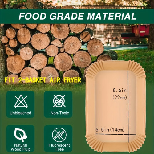 (200pcs) Air Fryer Disposable Paper Liners Rectangle, Air Fryer Accessories