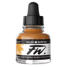 Daler-Rowney FW akryylimustepullo Raw Sienna - Monipuolinen akryylimuste taiteilijoille ja opiskelijoille - Pysyv kalligrafiamuste - Arkistomuste ku