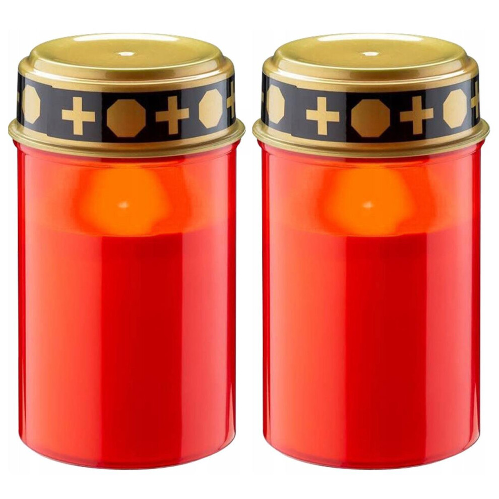 Geezy Led Grave Candle Memorial Cemetery Decorative Flickering Candle Set Of 2 Light