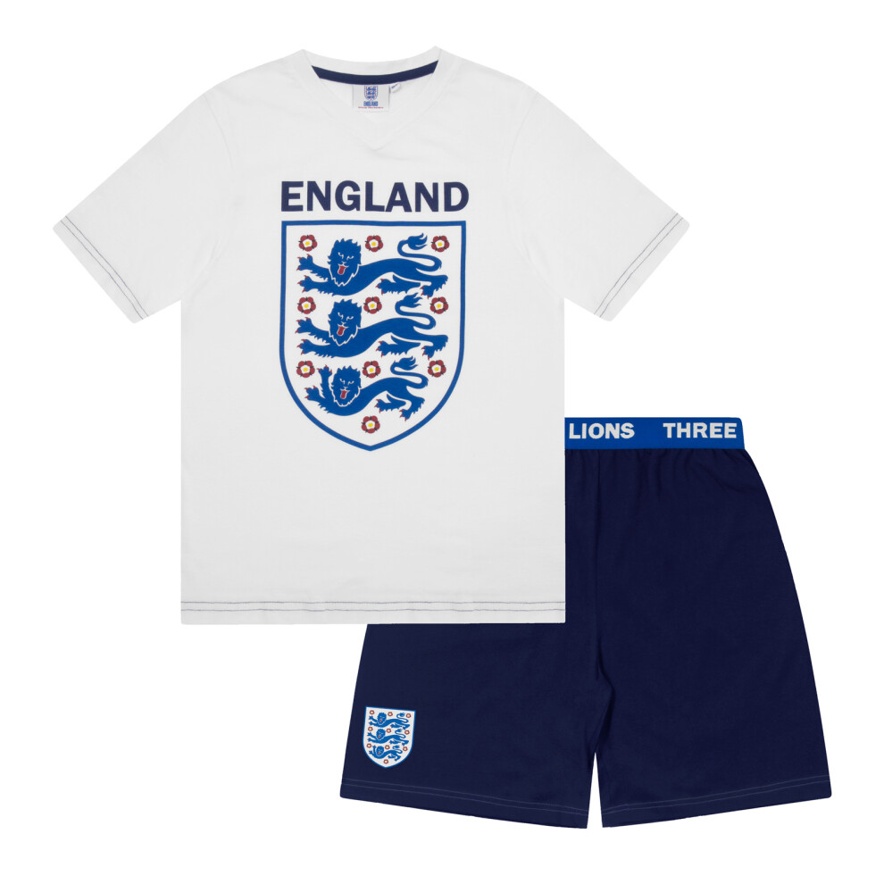 (8-9 Years) England Boys Pyjamas Short Three Lions Kids OFFICIAL Football Gift