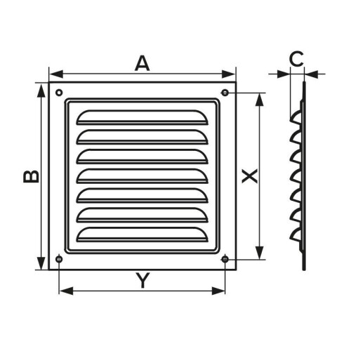Brown Air Vent Grille with Fly Screen (150mm x 150mm) 2
