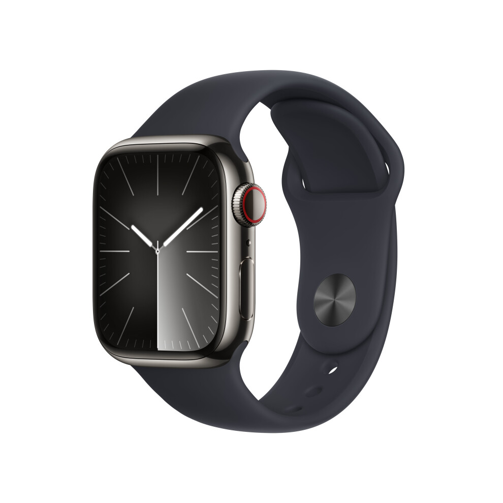 APPLE WATCH SERIES 9 41MM SILVER STAINLESS STEEL CASE WITH MIDNIGHT SPORT BAND MRJ83QL/A