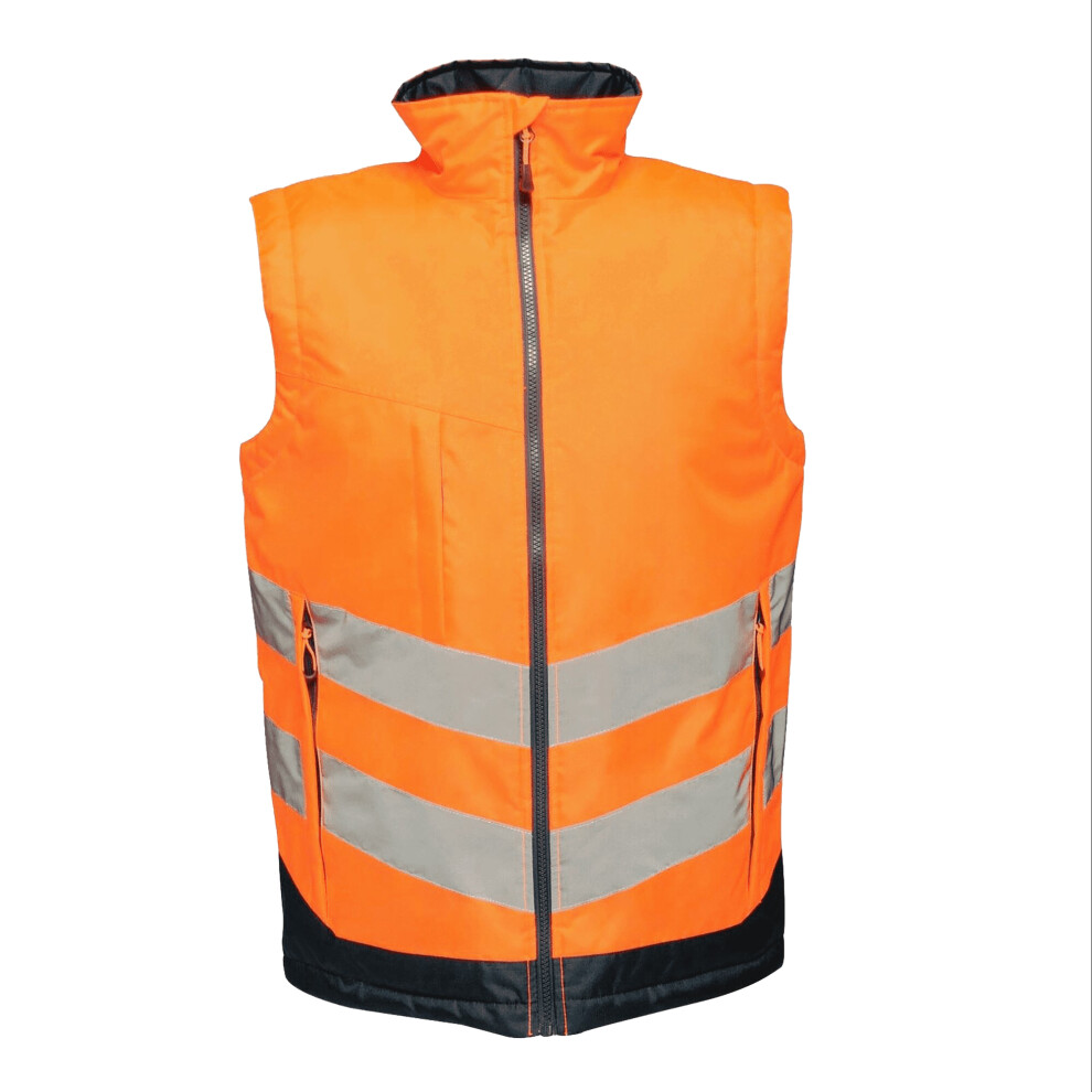 (L, Orange/Navy) Regatta Professional Mens Hi Vis Pro Body Warmer