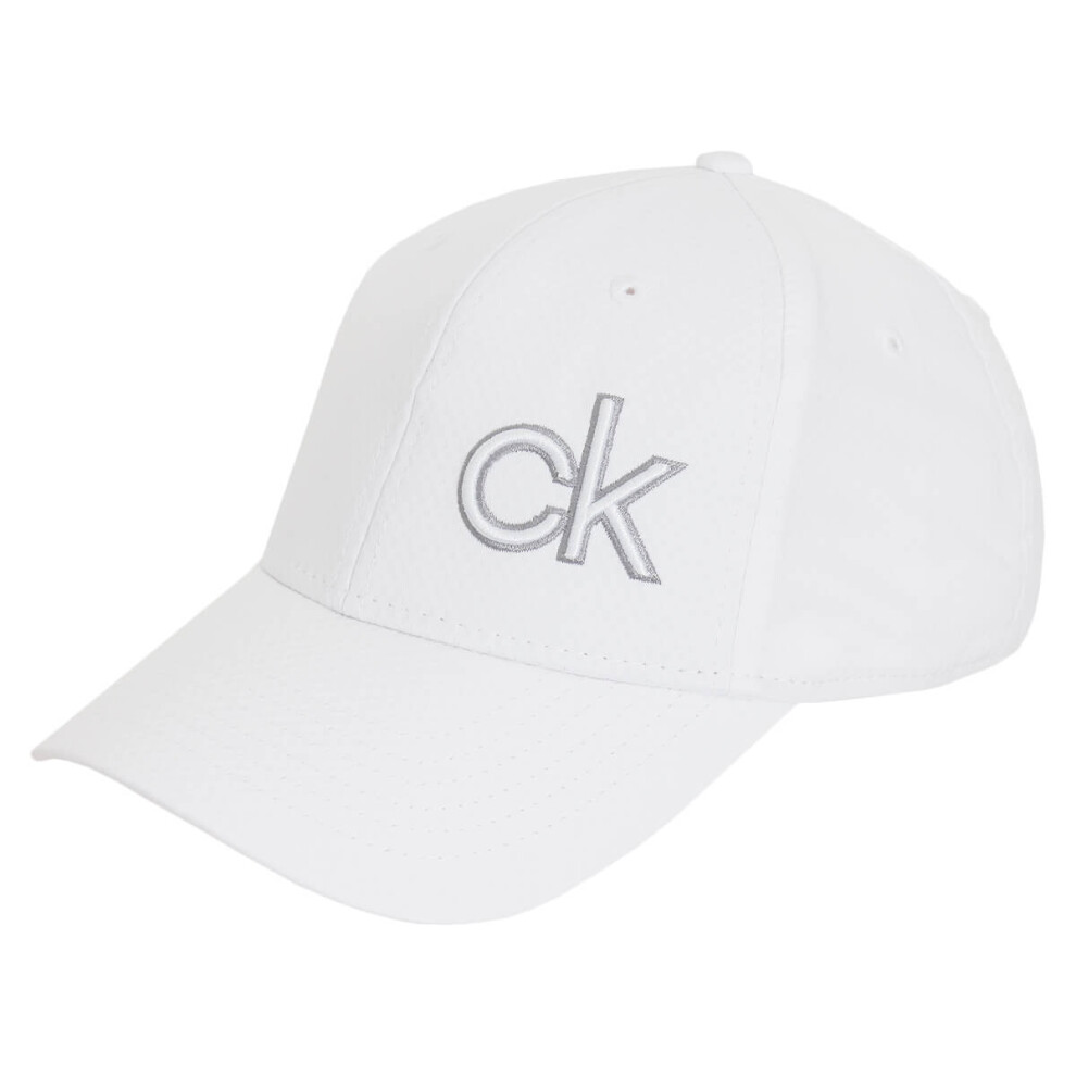 (One Size, White/Silver) Calvin Klein Mens 2021 Q-Max Contrast CK Quick Dry Cap