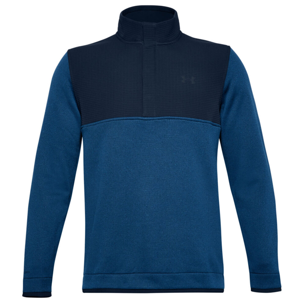 (S, Academy/Graphite Blue) Under Armour Mens Storm SF 1/2 Snap Strech Water Repellent Golf Sweater