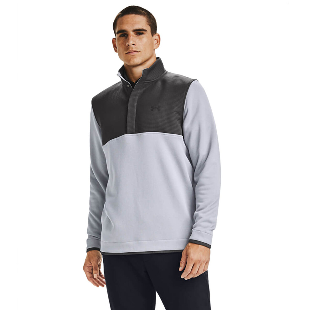 (S, Jet Grey/White) Under Armour Mens Storm SF 1/2 Snap Strech Water Repellent Golf Sweater