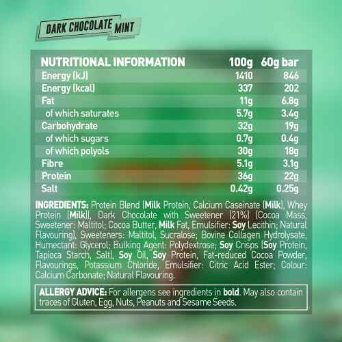 Grenade Grenade High Protein, Low Sugar Bar Dark Chocolate Mint, 12 x 60 g 2