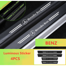 For Mercedes Benz Car Door Plate Sill Scuff Anti Scratch Luminous Sticker