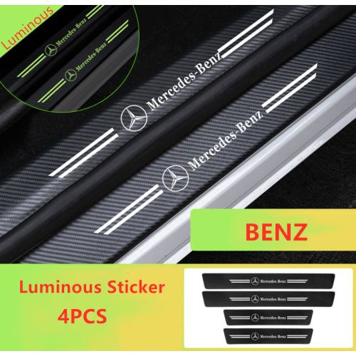 For Mercedes Benz Car Door Plate Sill Scuff Anti Scratch Luminous Sticker