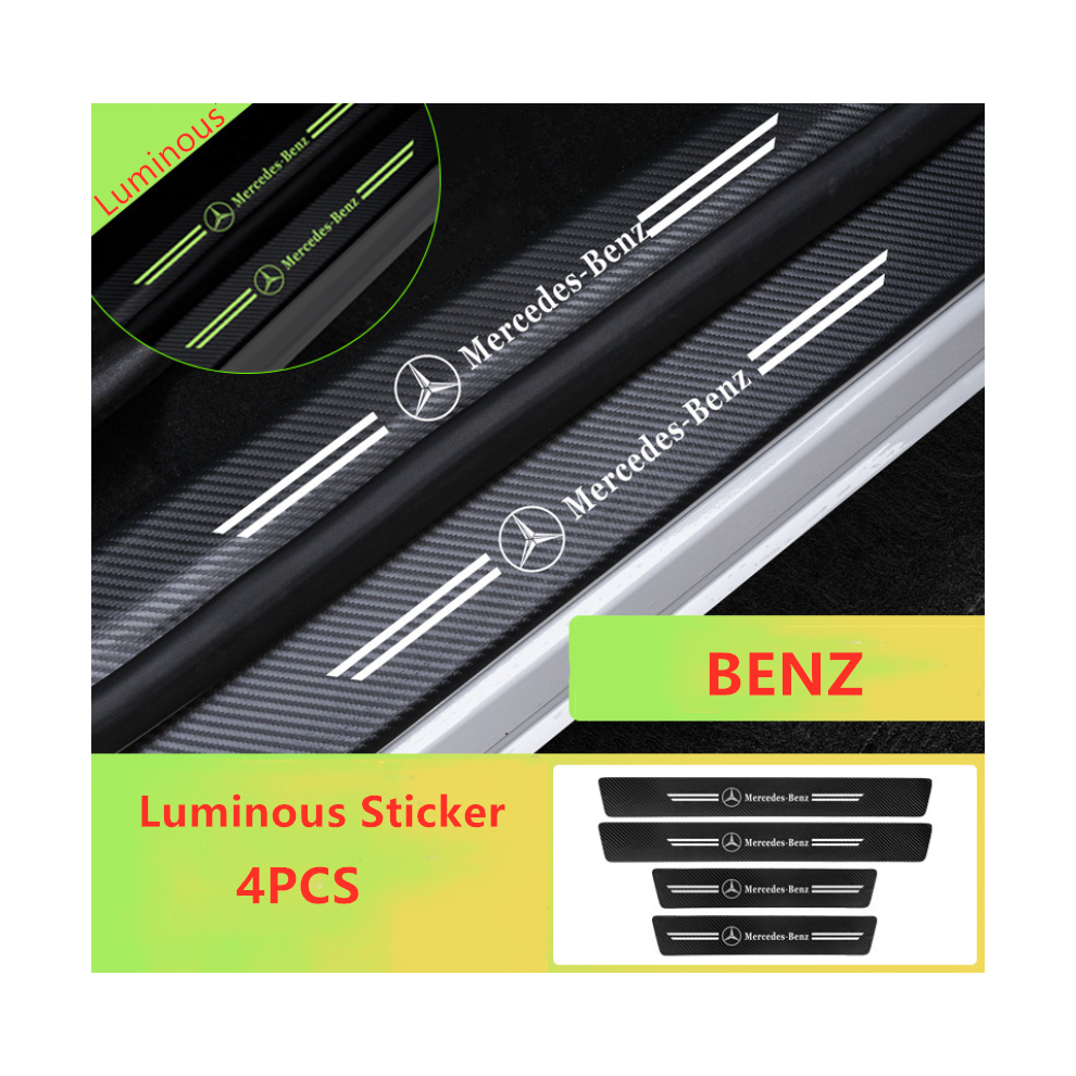 For Mercedes Benz Car Door Plate Sill Scuff Anti Scratch Luminous Sticker