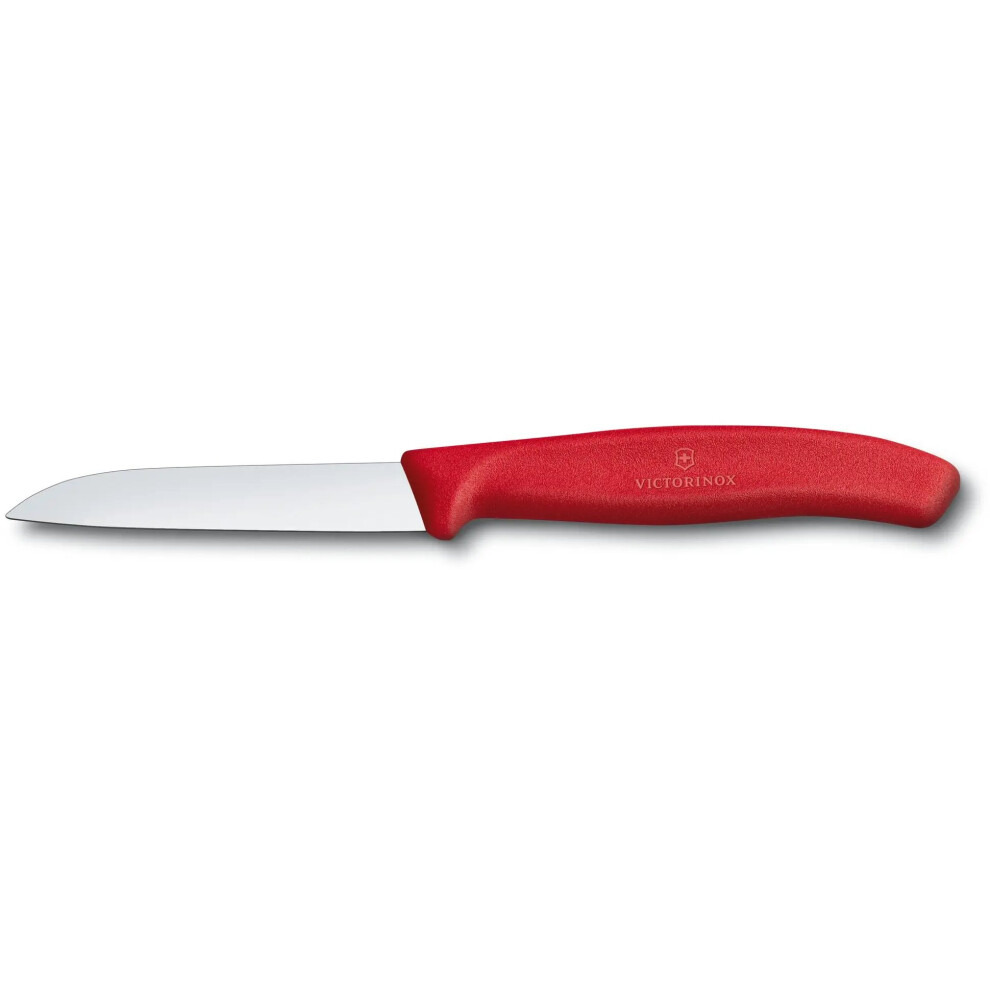 (red) Victorinox Paring Knife 8cm - Straight blade - Swiss Classic kitchen knife