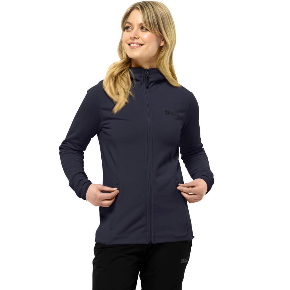 Jack Wolfskin (S, Graphite) Womens Baiselberg Outdoor Full Zip Hooded Fleece Jacket Grey