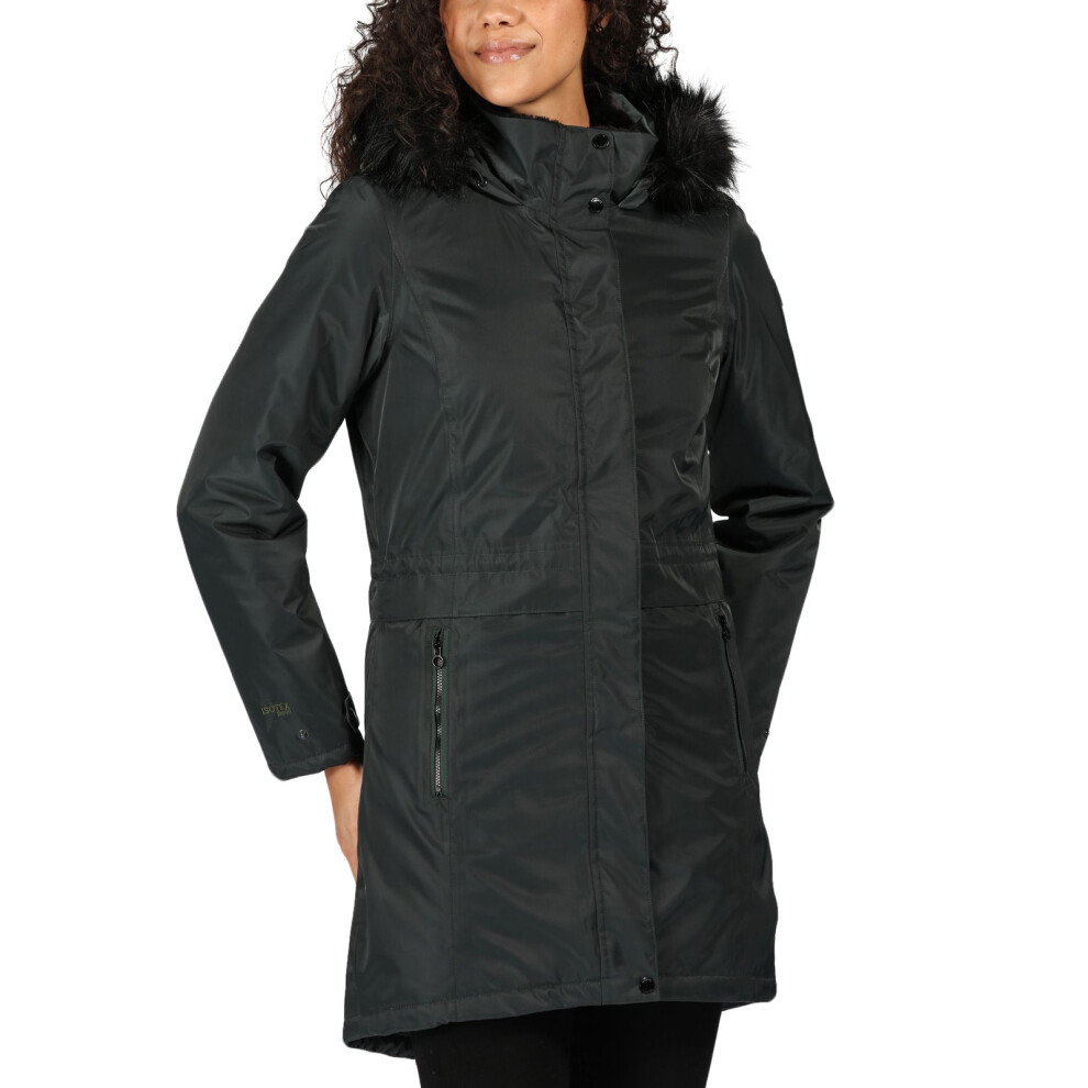 (8, Grey) Regatta Womens Lexis Waterproof Insulated Fur Trimmed Hooded Parka Jacket Coat