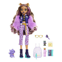 Mu  eca Monster High Clawdeen Wolf con perro Crescent y accesorios como mochila, planificador, bocadillos y m  s