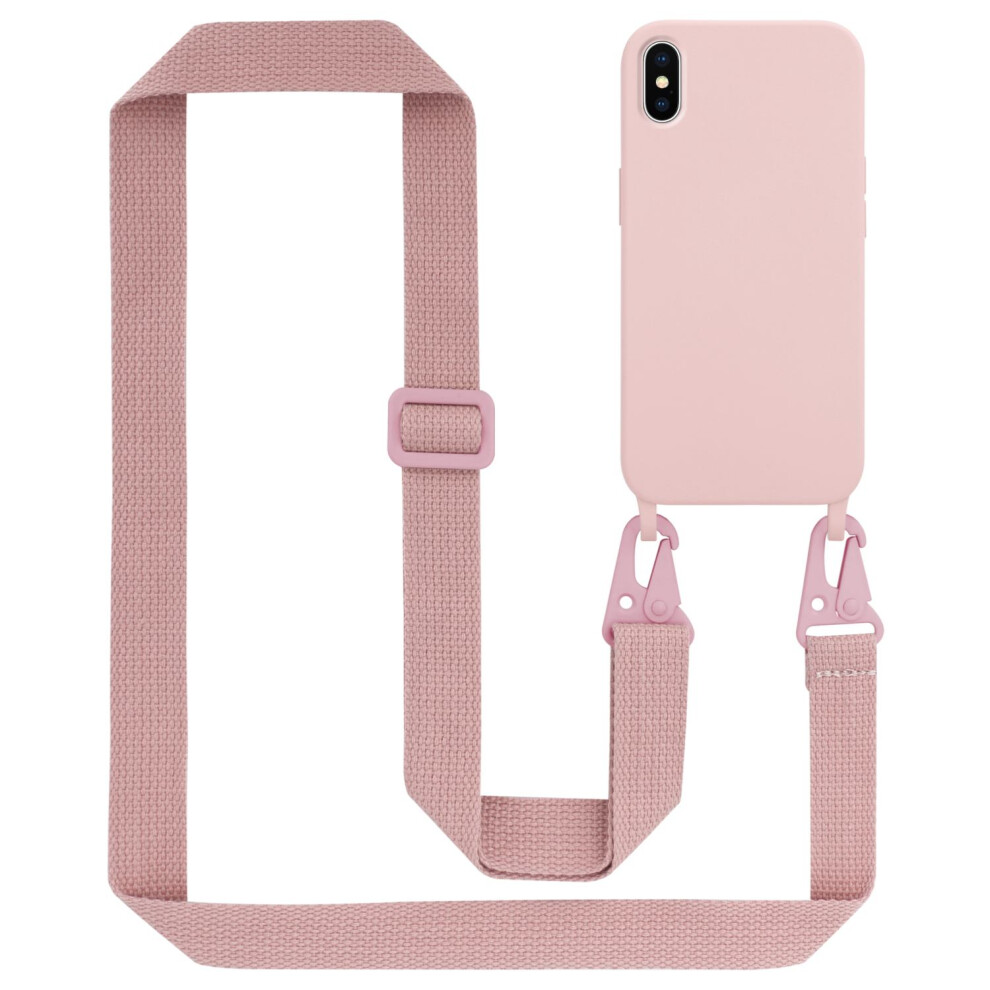 (Pink) Cadorabo Mobile Phone Chain for Apple iPhone X / XS TPU Silicone Case Cover