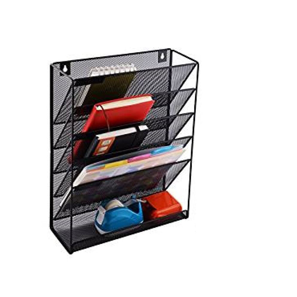(Black) Mesh Wall Literature Magazine Holder Desk Storage