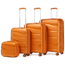 (Orange, 14/20/24/28 inch) One Or Four Pieces Lightweight PP Hard Shell Suitcase With TSA Lock