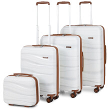 (Cream, 14/20/24/28 inch) One Or Four Pieces Lightweight PP Hard Shell Suitcase With TSA Lock