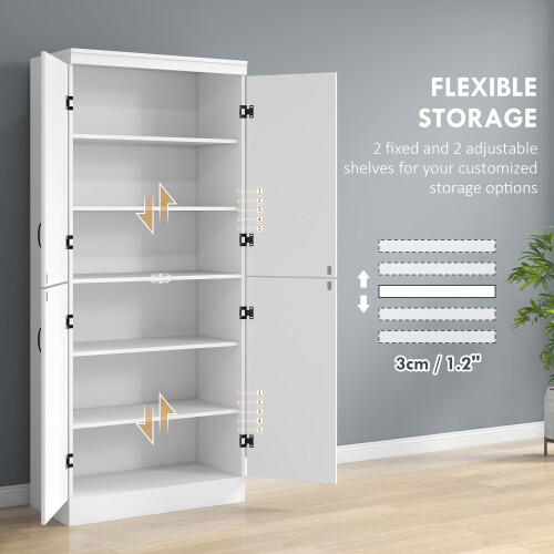 Homcom HOMCOM Kitchen Cupboard Storage Cabinet w/ 4 Doors and Adjustable Shelves,White 2