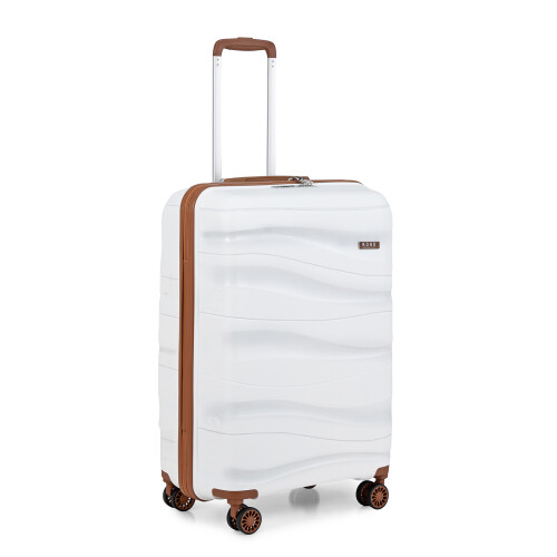 (Cream, 20 inch) One Or Four Pieces Lightweight PP Hard Shell Suitcase With TSA Lock 2