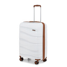 (Cream, 20 inch) One Or Four Pieces Lightweight PP Hard Shell Suitcase With TSA Lock