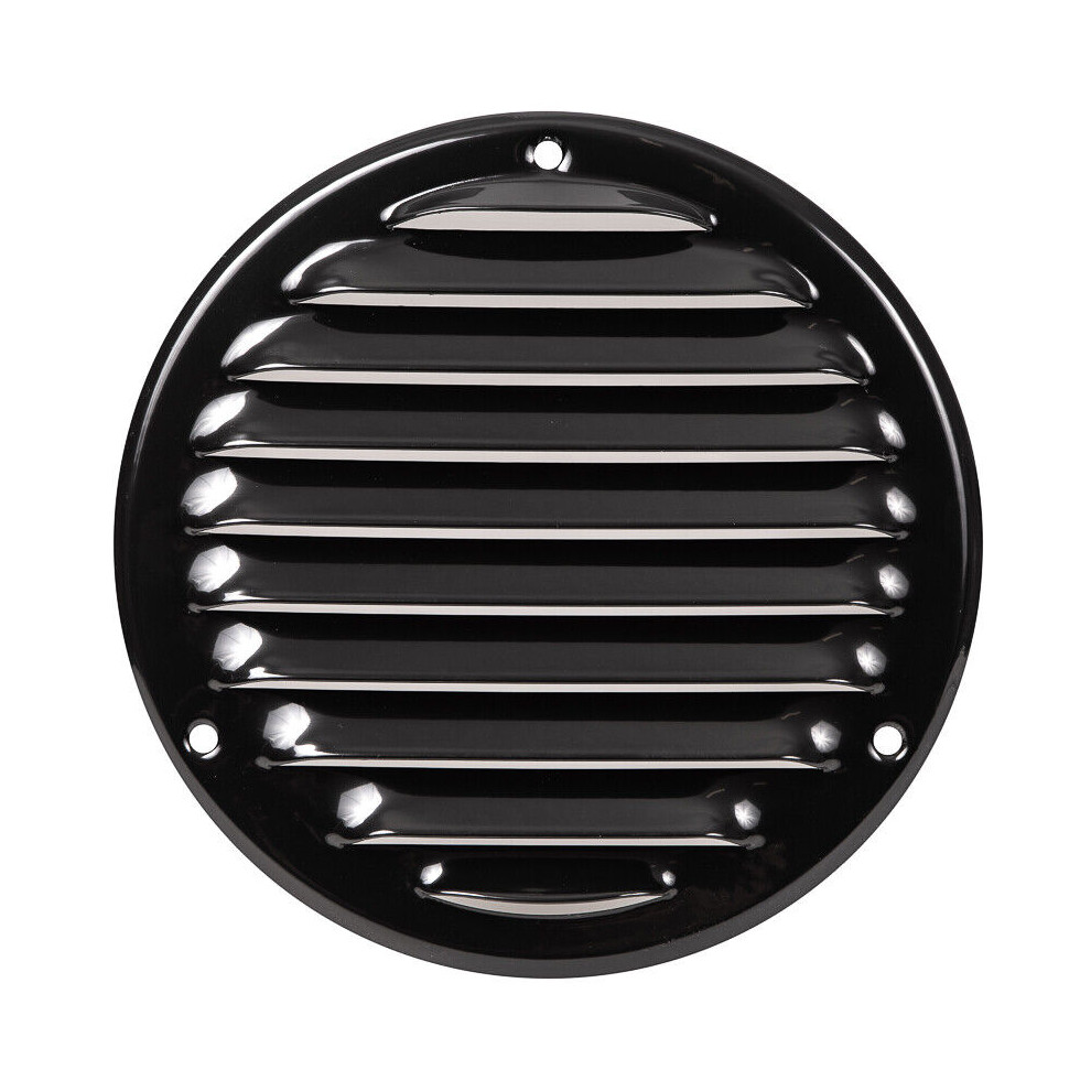Black Metal Round Air Vent Grille 125Mm- 164Mm Fly Screen 5056517970829