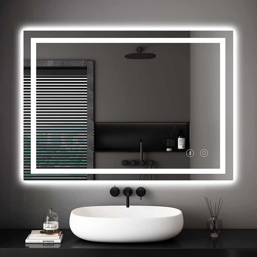 (600*800 MM) Bathroom Mirror LED Lights 3 Colors Demister Pad