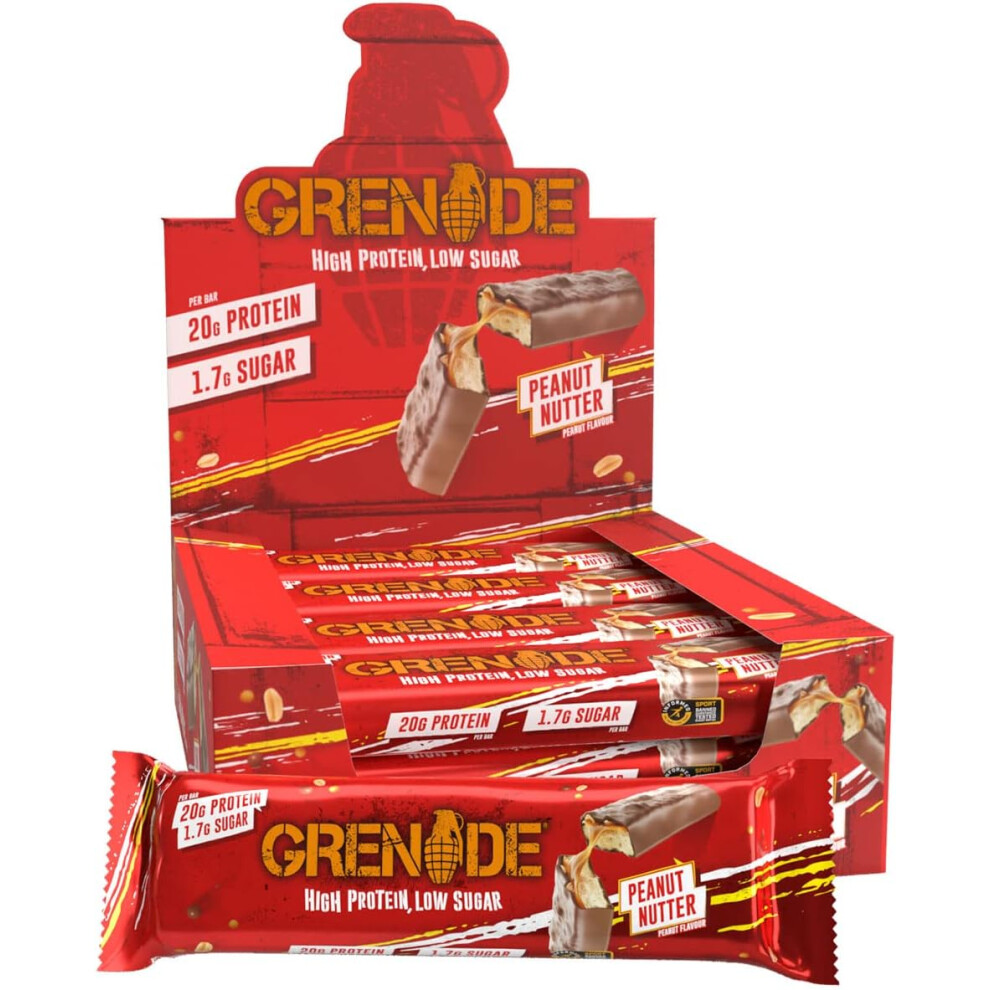 Grenade High Protein, Low Sugar Bar - Peanut Nutter, 12 x 60 g