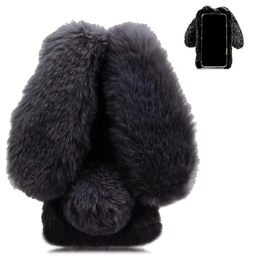 (Black) Case For Samsung Galaxy A35 5G Rabbit FurProtection PlushCase Lovely PlushRabbit Autumn And Winter