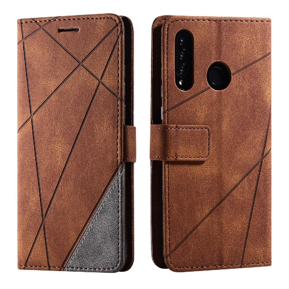 (Brown) Case For Huawei P30 Lite/Nova 4E Card Holder Kickstand Magnetic Pu Leather Shockproof Wallet Flip Folio Brown 764762569709