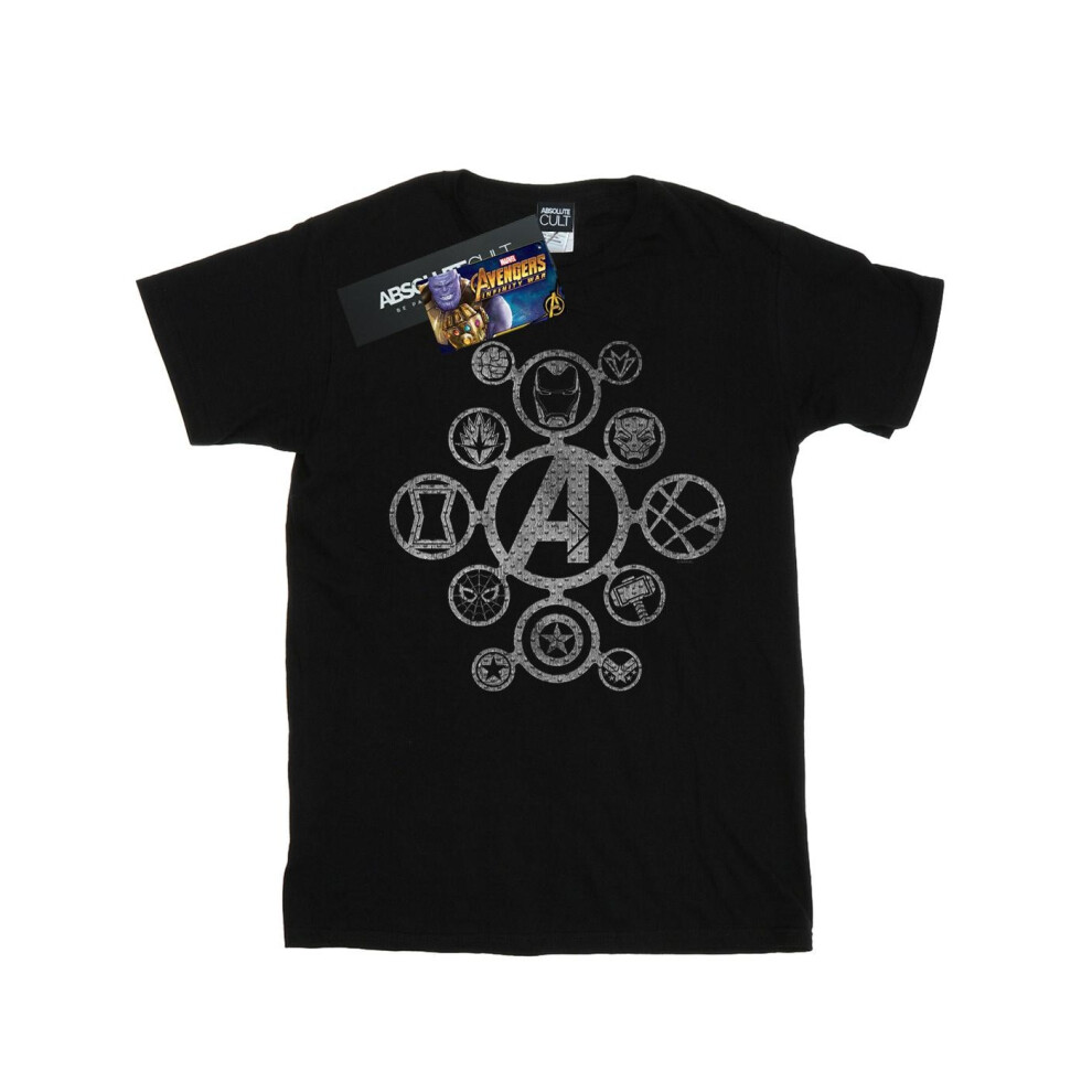 Marvel Mens Avengers Infinity War Distressed Metal Icons T-Shirt